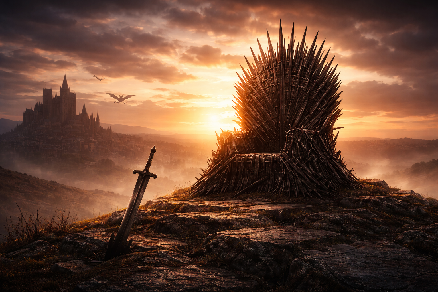 game of thrones ending reflection symbolic throne at sunset